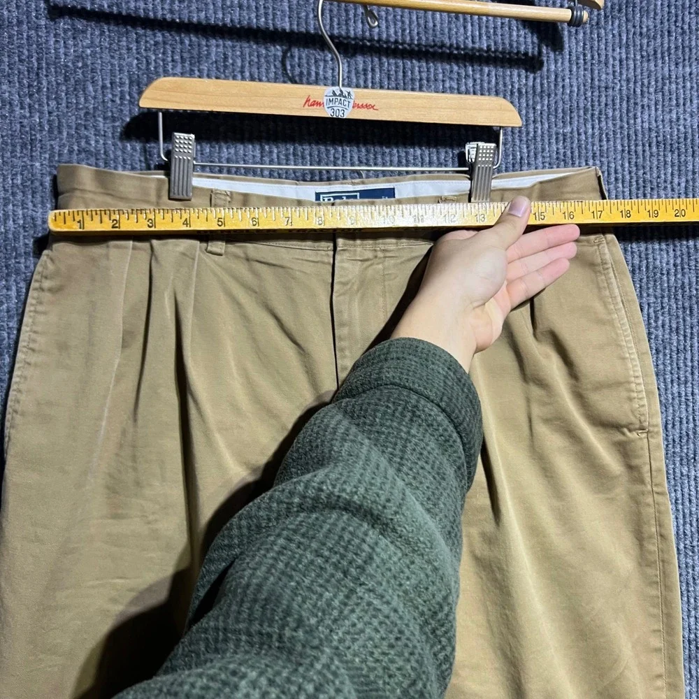 Polo Ralph Lauren Ethan Pant Mens 35x30 Tan Khaki Double Pleated Cotton Chino